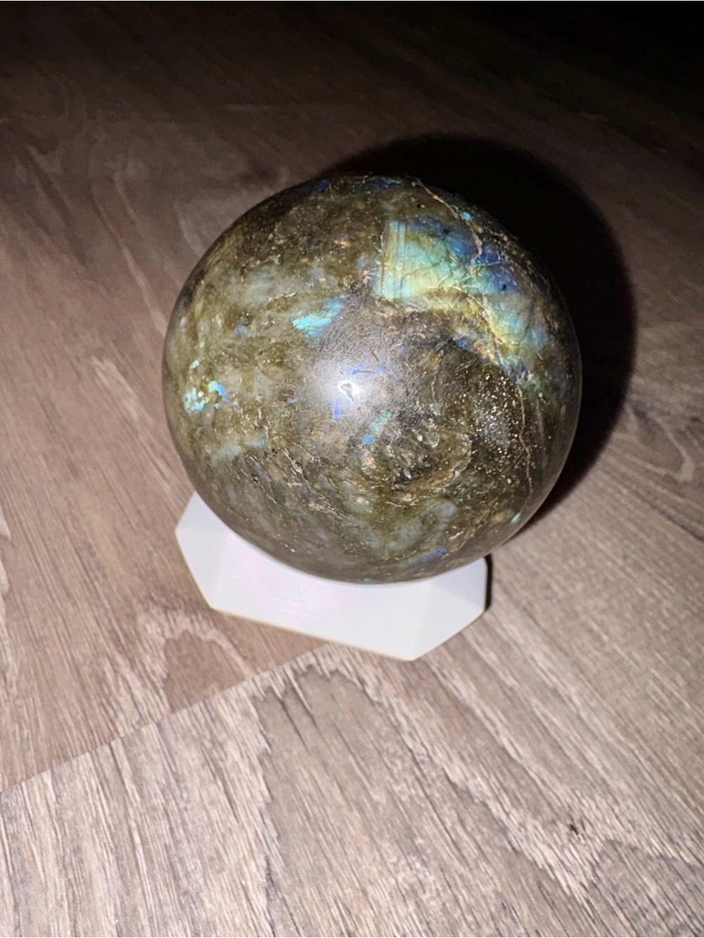 Labradorite Decorative Sphere in Iridescent Blue-Green